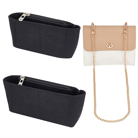 2шт. вставка-органайзер для фетровой сумки, вкладыш-органайзер для косметички, с застежкой-молнией, 2цепочки для кошельков шт., железные ремни для сумок с цепочкой