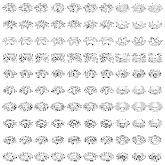 100 шт. 10 стили латунные колпачки для бусин, цветок