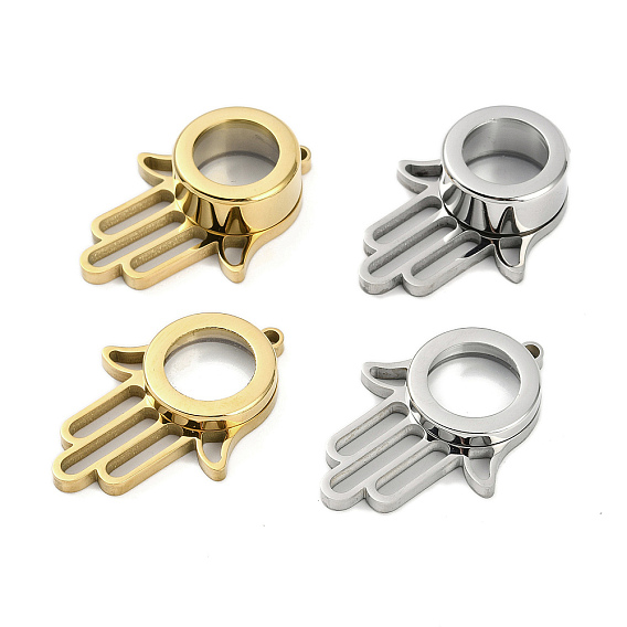 Ионное покрытие (IP) 304 подвески-медальоны из нержавеющей стали, со стеклом, оберег на руку хамса