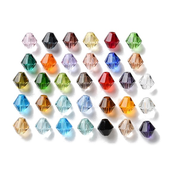 К 9 стекло, имитация Австрийские кристаллические шарики, граненые, двухконусные