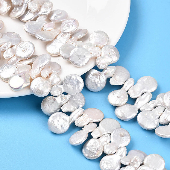 Натуральный жемчуг в стиле барокко кеши, культивированный пресноводный жемчуг, плоско-круглые, Топ пробуренной