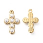 ABS Plastic Imitation Pearl Pendants, with Tone Real 18K Gold Plated 201 Stainless Steel Findings, Cross Charm