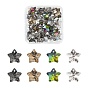 60Pcs 4 Colors Star Electroplated Glass Charms, Silver Plated Bottom, Faceted