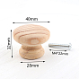 Wood Cabinet Door Knobs, Kitchen Drawer Pulls Cabinet Handles, with Iron Screw, Flat Round