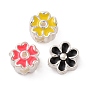 925 Sterling Silver Beads, with Enamel, Flower