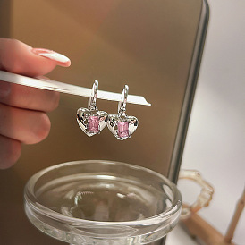 Chic Heart-shaped Earrings with Rhinestones - Sweet, Minimalist and Versatile Fashion Accessories for Women