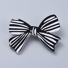 Acrylic Safety Brooches, with Iron Pin, Bowknot