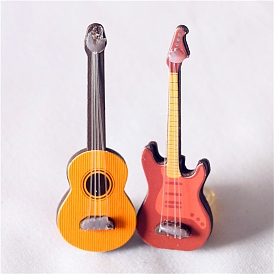 Miniature Wooden Guitar, for Dollhouse Accessories Pretending Prop Decorations