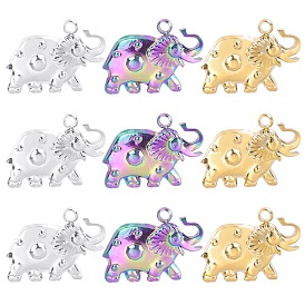 Elephant Steel Color Gold Titanium Steel Colorful Pendant Metal Jewelry Pendant