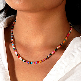 Разноцветные ожерелья из граненых ронделей из натуральных камней и стеклянных бусин для женщин, золотые