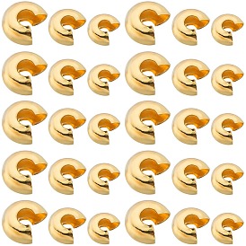 600шт 3 стили латунные обжимные бусины чехлы, круглые