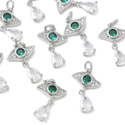 Colgantes de latón con circonitas cúbicas de Shegrace, dijes de ojo con lágrima, sin cadmio, plomo, níquel, verde lima