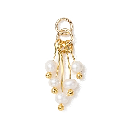 Подвески из натурального пресноводного жемчуга, Подвески-кисточки из картофельных бусин с 304 соединительными кольцами из нержавеющей стали, белые