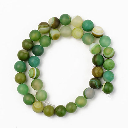 Natural Sardonyx Beads Strands, Frosted, Dyed & Heated, Round