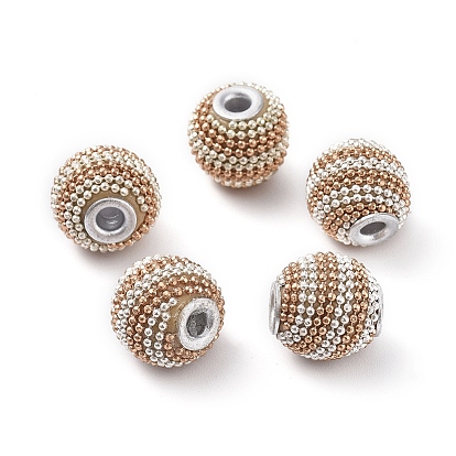 Индонезийские бусины ручной работы, с полимерной глиной, латунные сердечники и латунные шариковые цепи, круглые