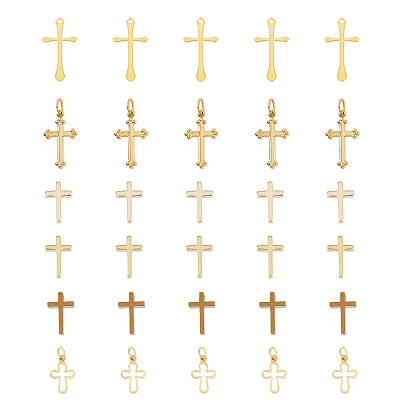 36шт 6 стильные долговечные позолоченные латунные подвески, крестик