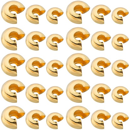 600шт 3 стили латунные обжимные бусины чехлы, круглые