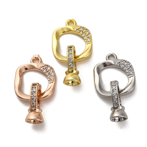 Латунное микропейв, прозрачный кубический цирконий, складные застежки, без свинца и без кадмия, квадратный