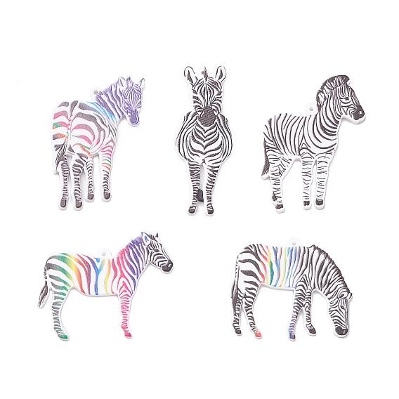Opaque Acrylic Pendant, Zebra Charm