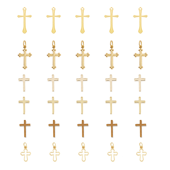 36шт 6 стильные долговечные позолоченные латунные подвески, крестик