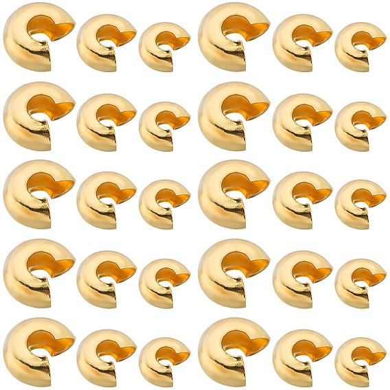 600шт 3 стили латунные обжимные бусины чехлы, круглые