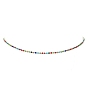 Colorful Rhinestone Tennis Necklace, Brass Link Chain Necklace