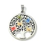 Antique Silver Tone Alloy Pendants, Tree of Life Charms with Resin Butterfly Cabochons and 304 Stainless Steel Snap on Bails