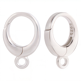 2 шт. антикоррозийное покрытие родием 925 кольца пружинного затвора из стерлингового серебра, овальные