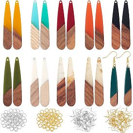 Наборы для изготовления висячих серег своими руками, в том числе 22 шт. 11 цвета подвески из смолы и ореха, 44 шт. 2 цвета латунных крючков для сережек и 44 шт. 2 цвета прыгунов.