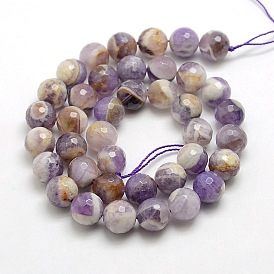Natural Gemstone Amethyst Round Beads Strands, Faceted