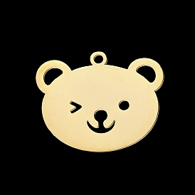 Ion Plating(IP) 201 Stainless Steel Pendants, Laser Cut, Bear