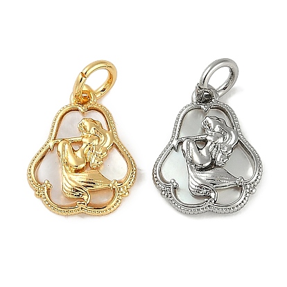 Подвески-русалки из натуральной ракушки из латуни с соединительными кольцами