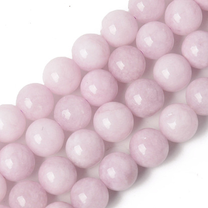 Perles naturelles de quartz brins, teints et chauffée, imitation couleur kunzite, ronde