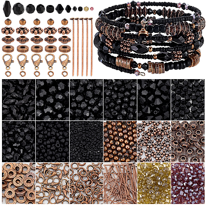 Наборы для изготовления браслетов своими руками, в том числе стеклянные бусины, Акриловые бусины, латунные дистанционные бусины и прыжковые кольца, железные штыри с плоской головкой, заклепки и бусины из сплава в виде когтей лобстера