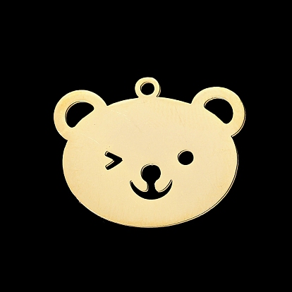 Ion Plating(IP) 201 Stainless Steel Pendants, Laser Cut, Bear