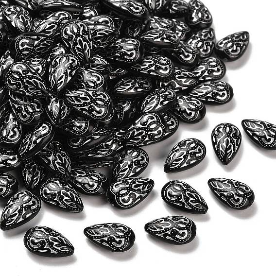 Непрозрачные акриловые бусины, серебристого металла, обвитыми, слеза