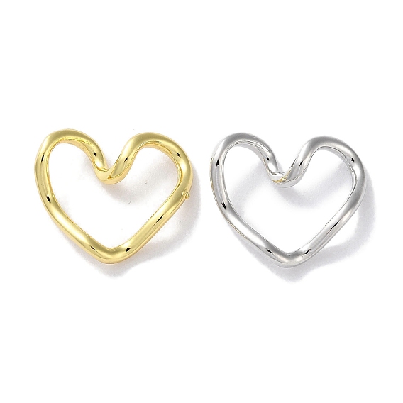 Rack Plated Brass Heart Links, Long-Lasting Plated, Lead Free & Cadmium Free