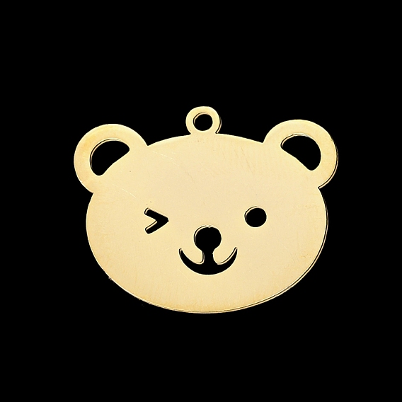 Ion Plating(IP) 201 Stainless Steel Pendants, Laser Cut, Bear