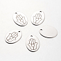 Spray Painted 201 201 Stainless Steel Steampunk Pendants, Oval with Pattern, 30x22x1mm, Hole: 3mm