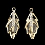 Brass with Glass Pendants, Leaf Charms