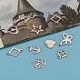 Mixed Shapes 201 Stainless Steel Pendants, 10~18x7~17x1mm, Hole: 1~2mm