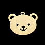 Ion Plating(IP) 201 Stainless Steel Pendants, Laser Cut, Bear