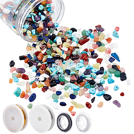NBEADS DIY Stretch Bracelets and Wire Wrapped Pendants Making Kits, Including Gemstone Chip Beads, Aluminum Wire, Elastic Beading Thread