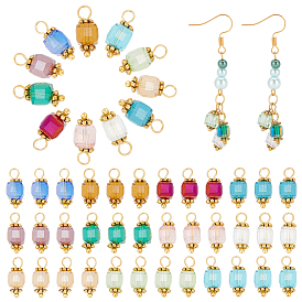 132шт 11 цвета гальванические прозрачные стеклянные подвески, подвески в виде граненого куба с петлями из латуни золотистого цвета