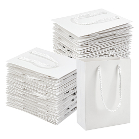 50шт. прямоугольные картонные бумажные пакеты, подарочные пакеты, сумки для покупок, с ручками из нейлонового шнура