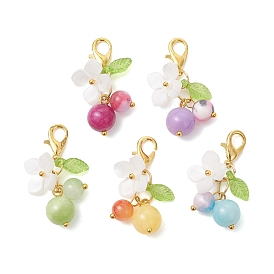 Подвески из натурального окрашенного персидского и желтого нефрита, а также акрила., Сплав с застежками когтя омара