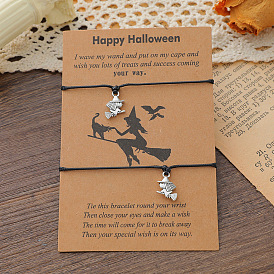 Witchy Fun Bracelet Set - 2 Pieces of Witty Witch Broomstick Charm Jewelry