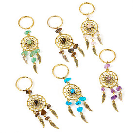 10 шт. 5 стили натуральный тигровый глаз, натуральный зеленый авантюрин, натуральный розовый кварц, натуральный магнезит и синтетическая бирюза keychian, с железным сплавом