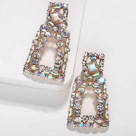 Geometric Alloy Inlaid Zirconia Earrings for Women - Chic and Stylish Ear Drops