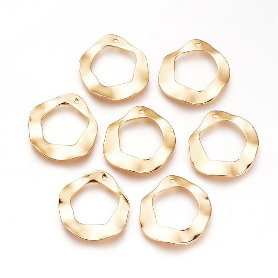 Brass Pendants, Nickel Free, Real 18K Gold Plated, Twist Donut